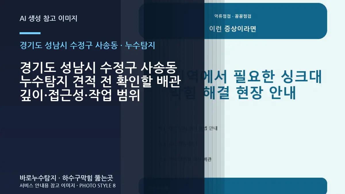 경기도 성남시 수정구 사송동 누수탐지 견적 전 확인할 배관 깊이·접근성·작업 범위
