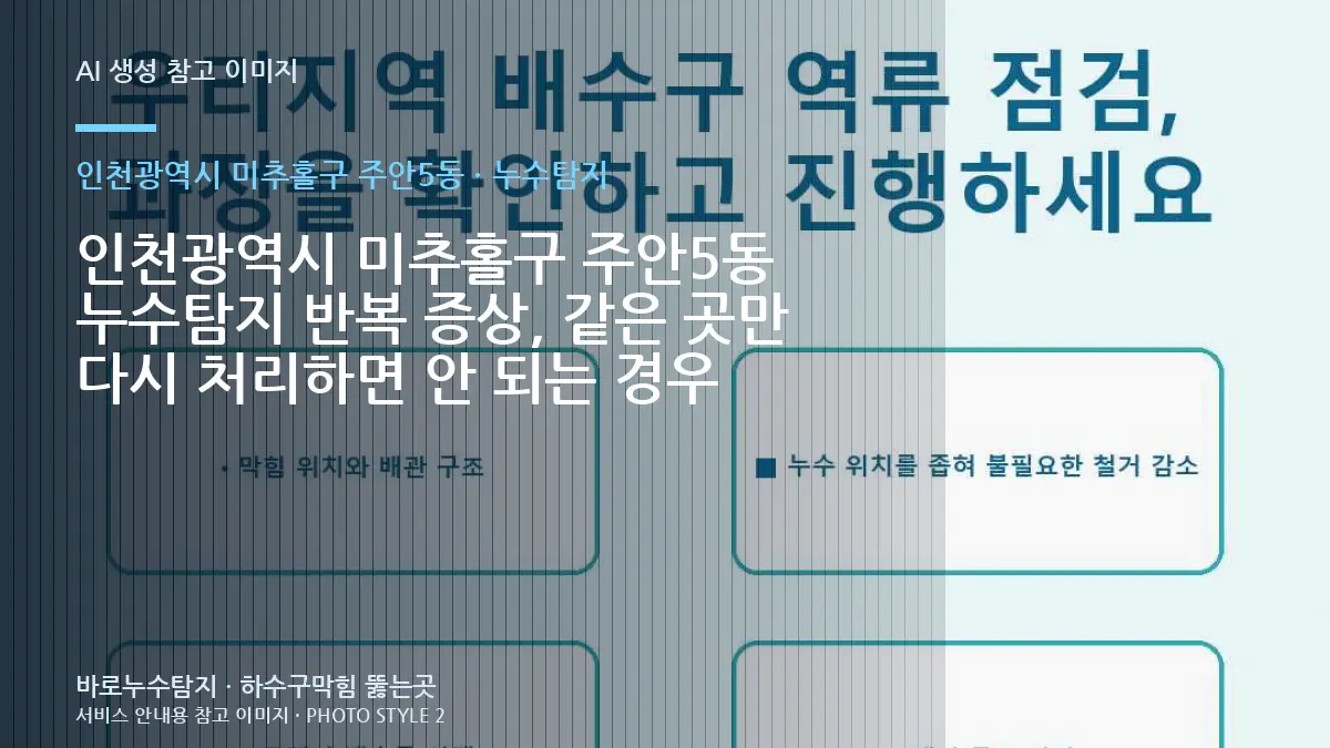 인천광역시 미추홀구 주안5동 누수탐지 반복 증상, 같은 곳만 다시 처리하면 안 되는 경우