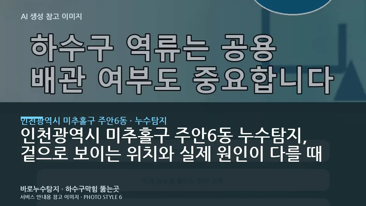 인천광역시 미추홀구 주안6동 누수탐지, 겉으로 보이는 위치와 실제 원인이 다를 때