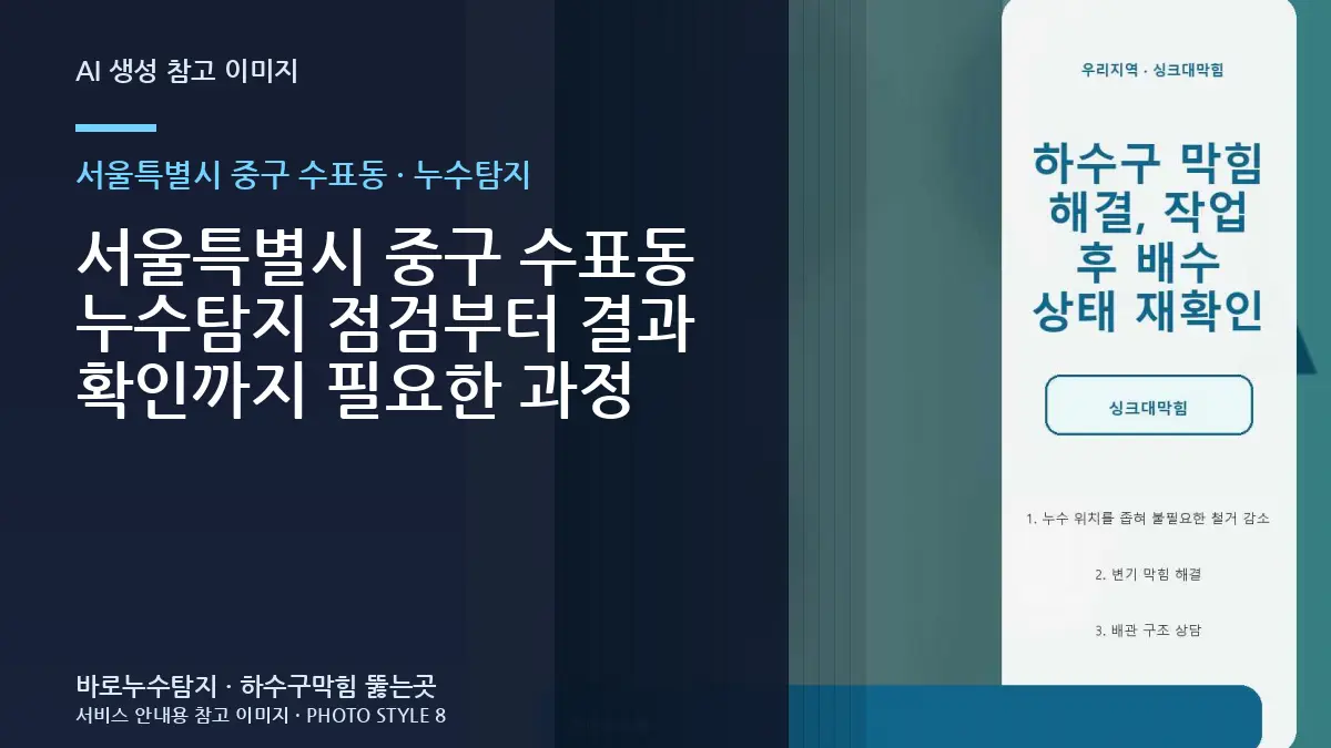서울특별시 중구 수표동 누수탐지 점검부터 결과 확인까지 필요한 과정