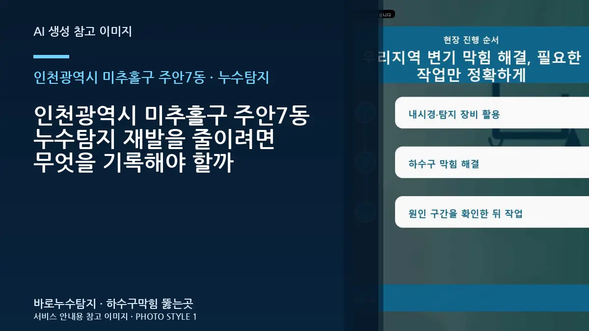인천광역시 미추홀구 주안7동 누수탐지 재발을 줄이려면 무엇을 기록해야 할까