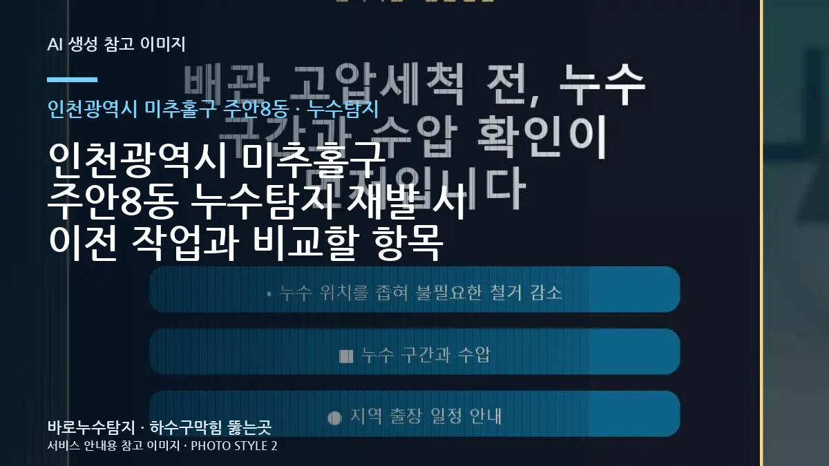 인천광역시 미추홀구 주안8동 누수탐지 재발 시 이전 작업과 비교할 항목