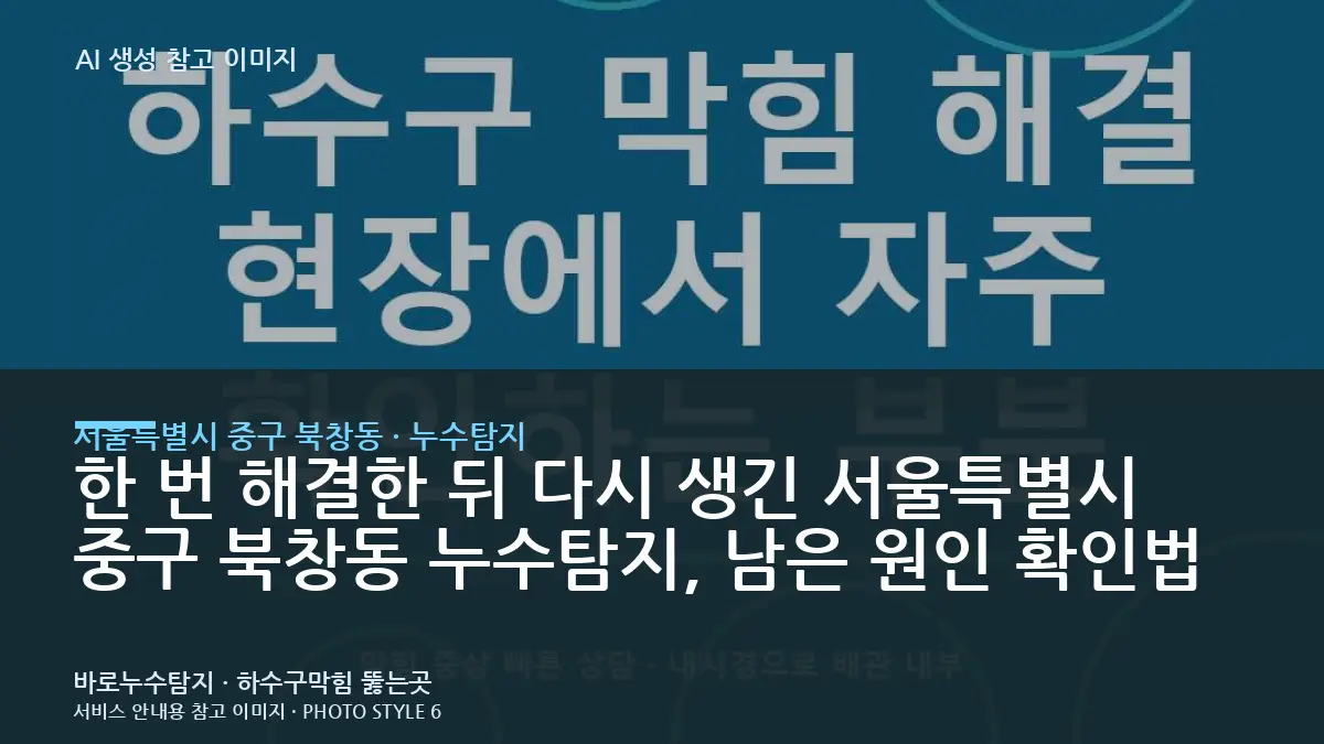 한 번 해결한 뒤 다시 생긴 서울특별시 중구 북창동 누수탐지, 남은 원인 확인법