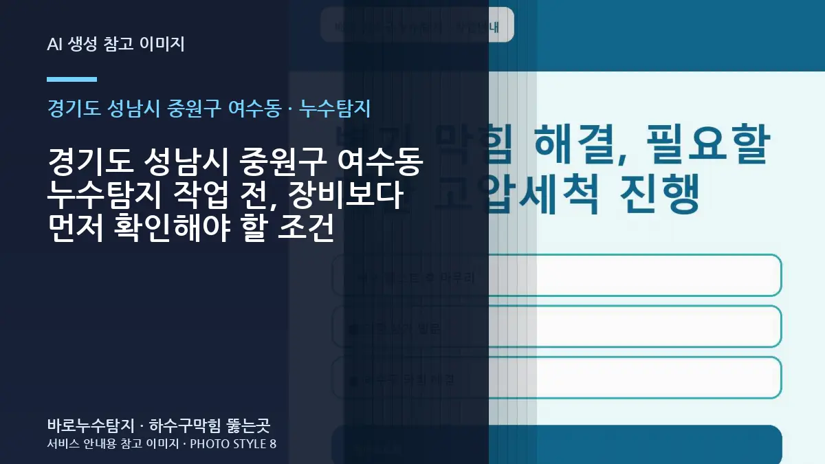 경기도 성남시 중원구 여수동 누수탐지 작업 전, 장비보다 먼저 확인해야 할 조건
