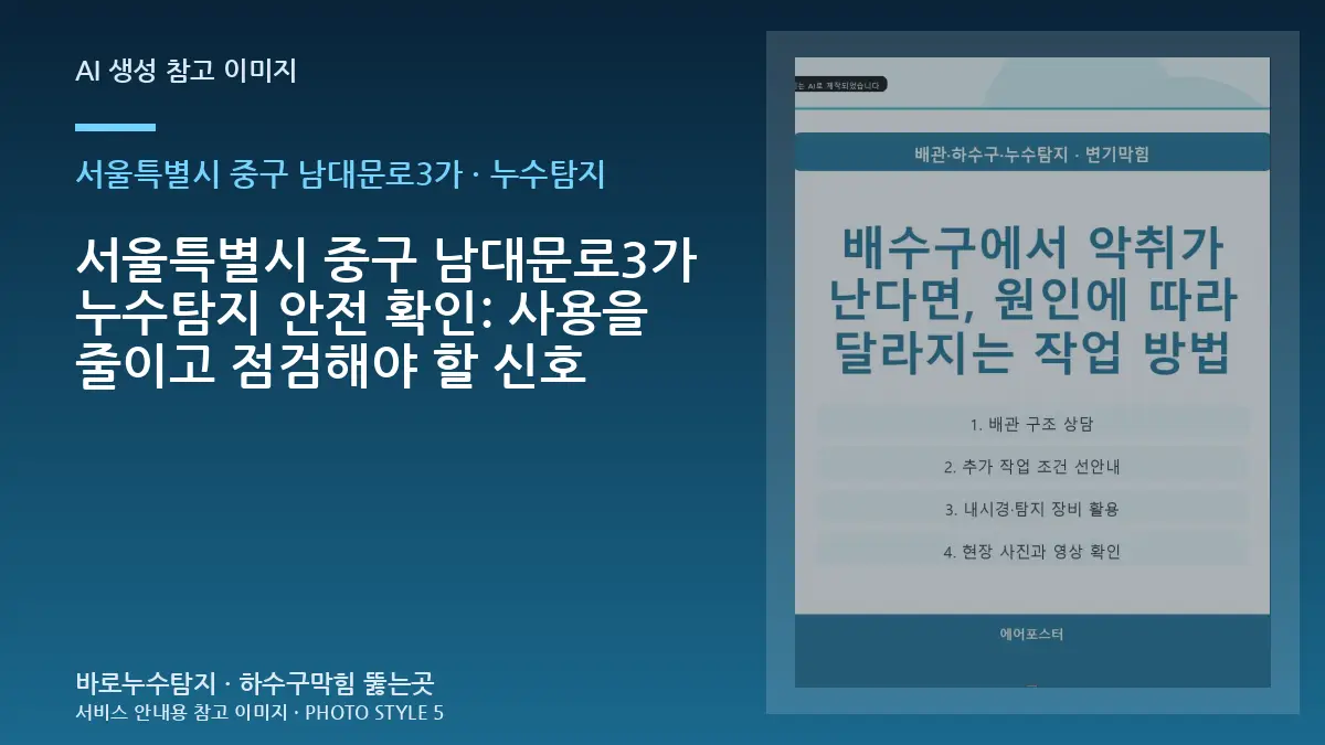 서울특별시 중구 남대문로3가 누수탐지 안전 확인: 사용을 줄이고 점검해야 할 신호