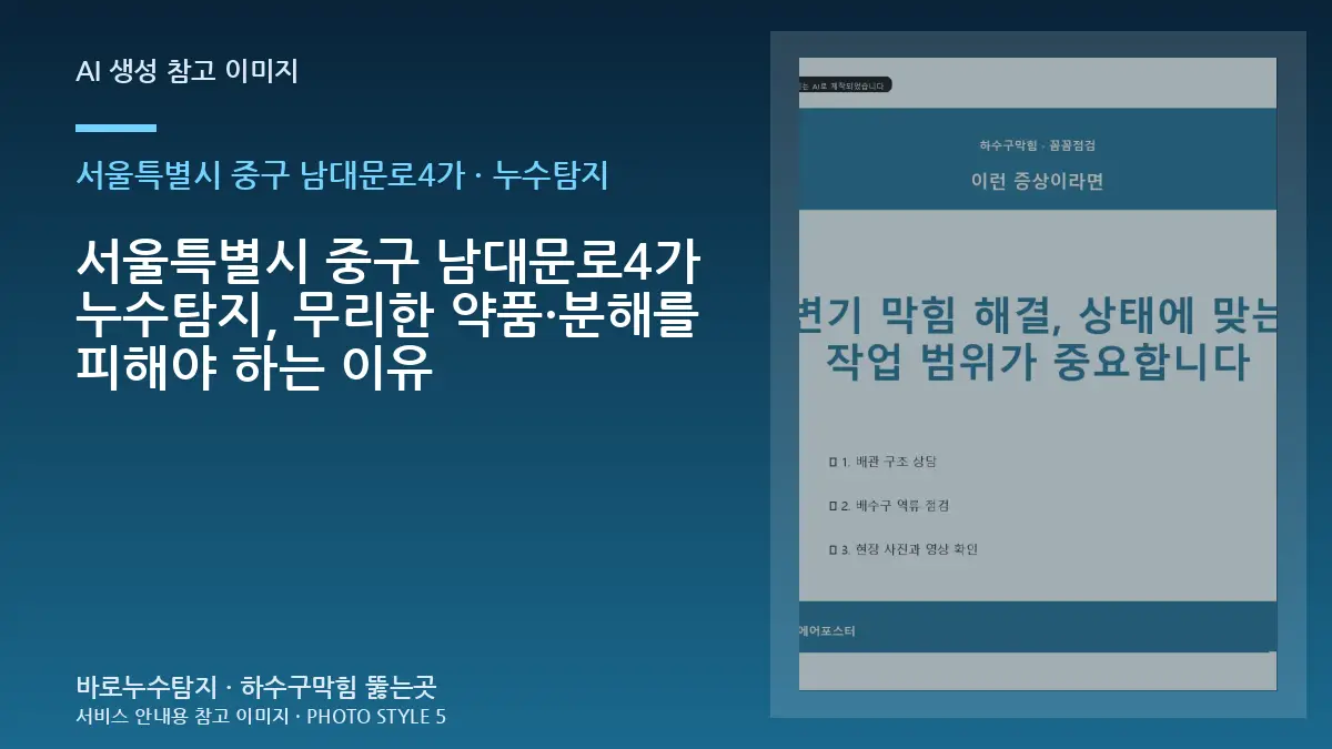 서울특별시 중구 남대문로4가 누수탐지, 무리한 약품·분해를 피해야 하는 이유