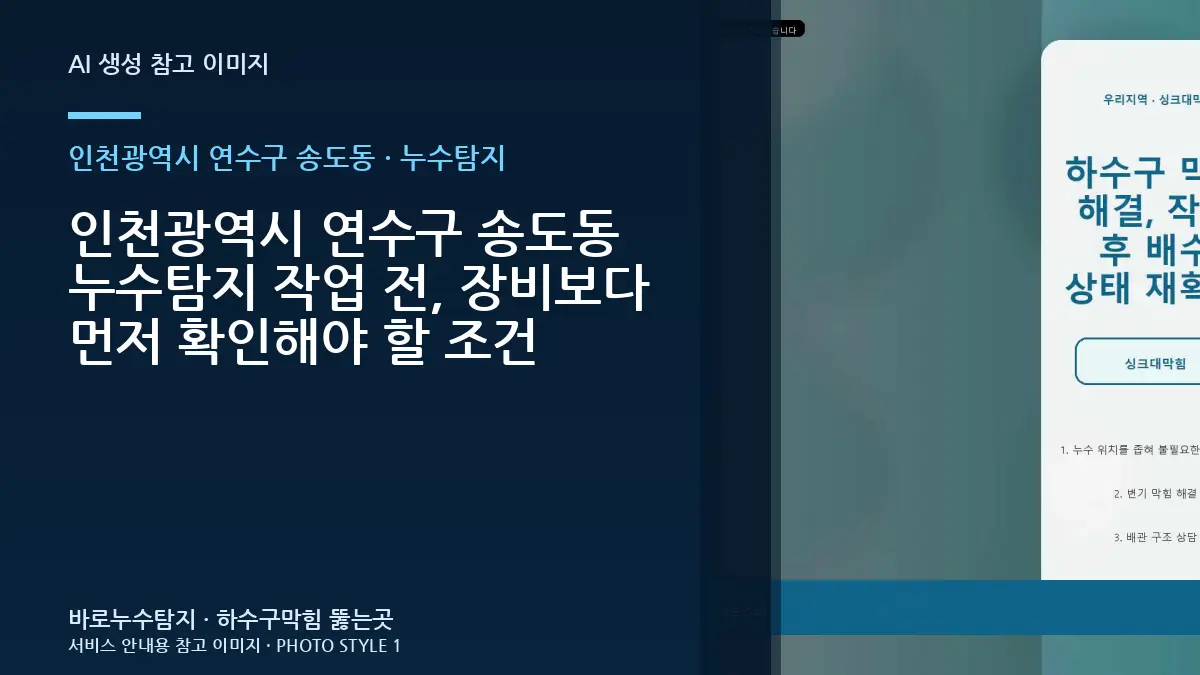 인천광역시 연수구 송도동 누수탐지 작업 전, 장비보다 먼저 확인해야 할 조건
